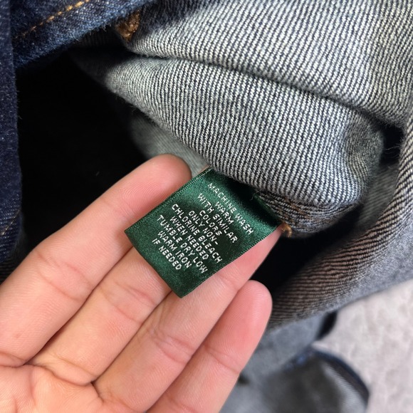 Lauren Jeans Co Ralph Lauren Trench Coat Womens Large Dark Wash Denim Belted - Picture 7 of 14